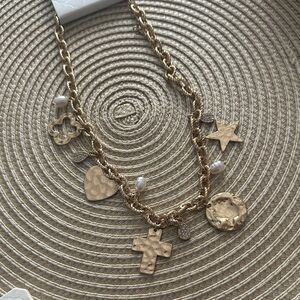 Altar'd State Gold Multi-Charm Necklace with Pearls